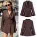 Spring Trendy Satin Panel Tie-Waist Blazer - Elegant Women's Business Casual Jacket_ecoleips.com