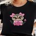 Cute Owl Print Crew Neck TShirt Casual Short Sleeve TShirt For Spring Summer WoWoWomen's Clothing._ecoleips.com