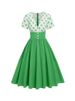 Polka Dot Women Summer Dresses Hepburn Style V-Neck Short Sleeve Vintage Print Patchwork Party Dress Casual A-Line_ecoleips.com