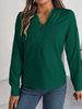 K Elegant Solid Color Layered V-neck Long-sleeved Blouse For Women_ecoleips.com