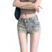 Women's Clothing Low Waist Denim Shorts Women Spring And Summer Slim Fit Hip Hot Pants Retro Straight Pants_ecoleips.com