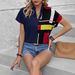 Women's V Neck Printed Loose Fitting Shirt Top Casual Comfortable American Style_ecoleips.com
