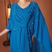 Muslim Dress Women Elegant Blue Cape-Style Middle Eastern Dress With Beaded Detailing – Dubai Banquet & Travel Outfit_ecoleips.com