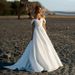 Elegant Off-The-Shoulder Wedding Dress – Boho Bridal Gown With Small Train For Outdoor Ceremony, Forest Photoshoot, And Travel (Plus Size Inclusive)_ecoleips.com