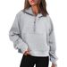 Women's Clothing Autumn And Winter Yoga Wear Women's Sports Half Zip Hoodie Sweatshirt Loose Short Plus Velvet_ecoleips.com
