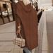 Women's Long Hooded Trench Coat With Cable Knit Texture Oversize Casual Windbreaker In Dark Gray/Black/Dusty Pink/Khaki/Dark Brown (S-XXL)_ecoleips.com