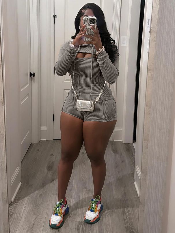 Women's Clothing Spring And Summer Two Wear Women's Jumpsuit Shorts Two Piece Suit Fashionable Ultra Short Long Sleeved Jumpsuit_ecoleips.com