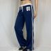 Women's Casual Wide Leg Pants Striped Drawstring Digital Print Design European American Style Vertical Loose Fit Wholesale_ecoleips.com