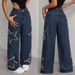 Women's Casual Versatile Loose Straight Leg Jeans Five-Pointed Star Tassel Frayed Edge Denim_ecoleips.com