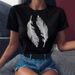 New Arrivals In Clothing: Feather-patterned Casual Cute Plus-size Tops, Base Shirts, Women's T-shirts For Summer_ecoleips.com