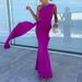 Sexy Diagonal Shoulder Package Hip Dress Women Elegant Sleeveless Draped Solid Slim Long Dress Fashion Irregular Evening Dresses_ecoleips.com