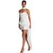 SDM191 Elegant Strapless White Dress Women's Sleeveless Herringbone Design Satin Short New Arrival_ecoleips.com