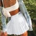 Women's Clothing Fashion Pleated Letter Embroidery Short Elastic Waist Mini Tennis Skirt_ecoleips.com