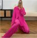 Women's Clothing Women's Casual Loose Fit Two-Piece Set – Pleated Wide-Leg Pants & Top (Gray/Black/Red, S-XXL, Polyester, Streetwear Style)_ecoleips.com
