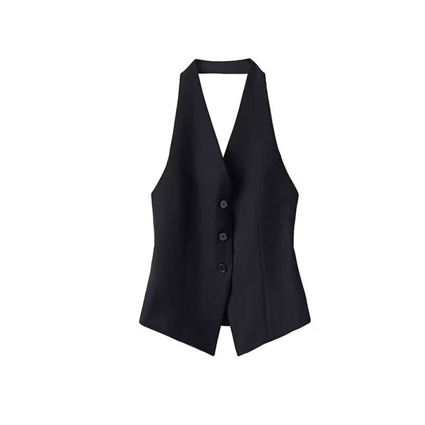 Women's Clothing Halter neck suit vest vest spring new top design niche temperament sleeveless waistcoat_ecoleips.com