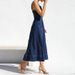 New Soft Denim Camisole Vintage Casual Style Button Denim Dress Long Skirt_ecoleips.com