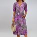 Women's Printed Summer V Neck Casual Dress With Pockets Style Vacation Wear Comfortable Loungewear_ecoleips.com