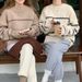 Women Warm Thick Stiped Sweater Pullover Autumn Winter Long Sleeve loose Lazy Half Turtleneck Outwear Female Casual_ecoleips.com