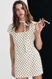 French Fashion Polka Dot Tie Waist Short Dress Elegant Playful New 2024 Women's Casual Party Dating Mini Dress_ecoleips.com
