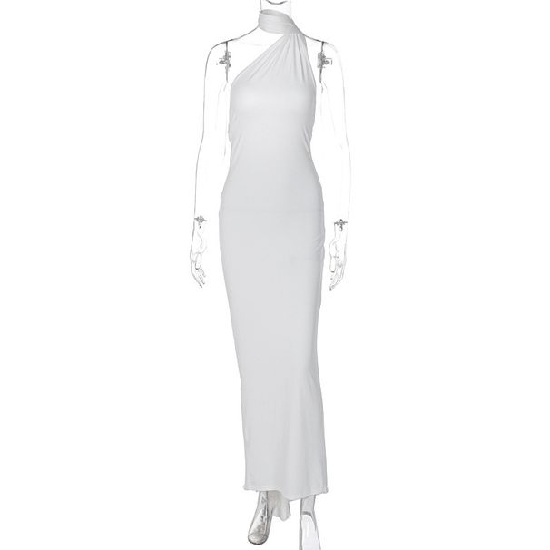 2025 Autumn New Sexy Backless Ruched Slim Sleeveless Elegant Ribbon Dress Wholesale_ecoleips.com
