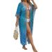 Boho Plus Size Beach Cover Up Long Kimono Open Front Sheer Mesh Tunic With Ethnic Print For Women Effortless Elegance_ecoleips.com