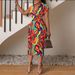 Women's Clothing Fashion Popular Fashion Temperament V Neck Slim Printed Dress_ecoleips.com