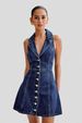 K New Neck Strap Style Slim Fit Long Skirt Denim Dress Women's Wear_ecoleips.com