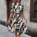2026 European American Size Cross-border Dress With Ruffled Neckline, Back Slit, Digital Print, Elastic Waist, And Short_ecoleips.com