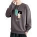 Men's Crew Neck Sweatshirt, T Shirt, Base Layer, Trendy Loose Pullover Casual Top, Autumn And Winter Fleece Lined Thick Long Sleeve_ecoleips.com