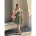 Large Size Women's Square Neck Dress, Fish Bone Waist Thin A Word Mm Large Size Thin Short Sleeve Long Dress_ecoleips.com