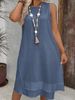 Women's Clothing Solid Color Sleeveless Round Neck Casual Loose Midi Dress_ecoleips.com