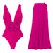 Women's One Piece Swimsuit With 3D Floral Design Tummy Concealing Mesh Skirt Hot Spring Swimwear_ecoleips.com