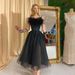 Spring And Summer New Women's Clothing Feather Sling Mesh Evening Dress_ecoleips.com