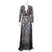 Women's Clothing Sexy Deep V-Neck Lace Maxi Dress – Long Sleeve See-Through Fitted Evening Gown For Women_ecoleips.com