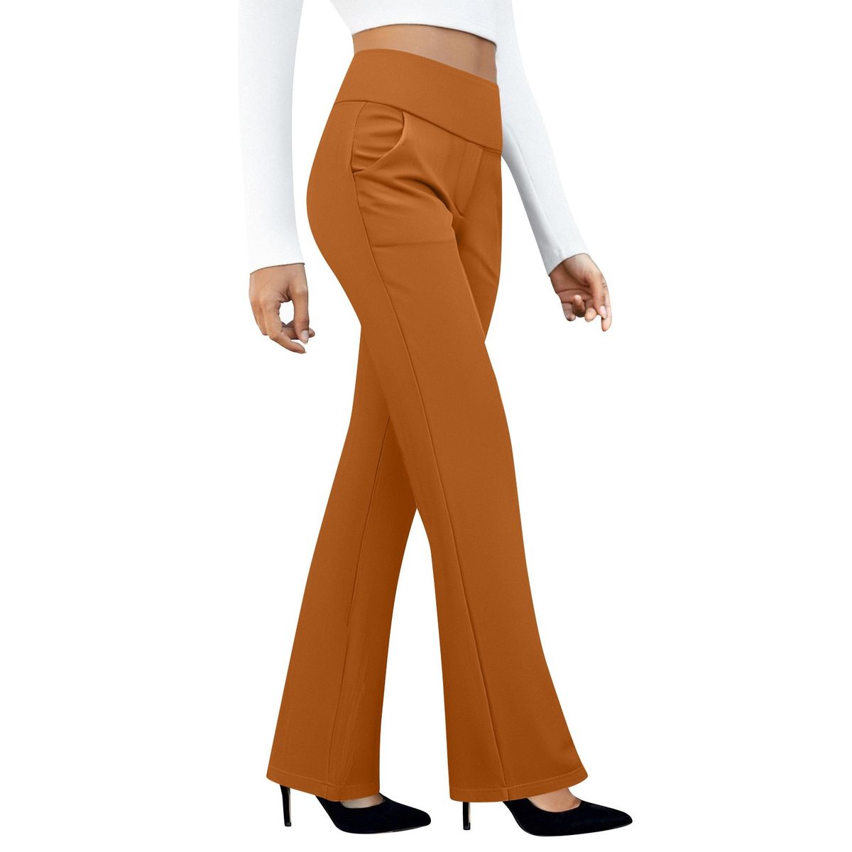 Women's Clothing Women's High-Waisted Straight Leg Casual Pants Loose Fitting Pocketed Commuter Style Versatile Long Pants_ecoleips.com