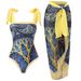 Women's Clothing Retro Printed Swimsuit Conservative One Piece Chiffon Blouse Two Piece Swimsuit Suit_ecoleips.com