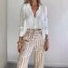 Women's Clothing Women's Casual Two Piece Set High-End Digital Print Commuter Shirt And Loose Trousers Style_ecoleips.com