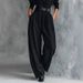Elegant High-Waisted Viscose Suit Pants Set - Premium Draped Office Wear For Women_ecoleips.com