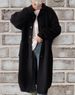 Oversized Notch Lapel Cardigan – Chunky Knit Duster Coat For Women (Black/Cream/Gray, One Size Fits Most)_ecoleips.com