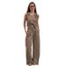 Commuter Fashion Khaki Vest Trousers Two-Piece Autumn Design Suit Women_ecoleips.com