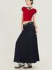 K Retro And Versatile Women's High-waisted A-line Flowing Maxi Skirt_ecoleips.com