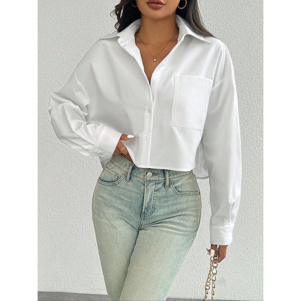 Women's Clothing Fashion Solid Color Loose Shirt Tops_ecoleips.com