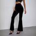 Voya 2026 Spring New Fashionable Sexy Slim-Fit Women's For E-commerce, Solid Color High-Waisted Velvet Flare High-waisted Velvet Bell-bottom Pants
_ecoleips.com