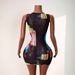 Women's Casual Trendy Breathable Mesh Sleeveless T-Shirt Vest European American Fashion Round Neck Printed Dress_ecoleips.com