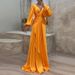 Women's Clothing Waist Pleated Slim Long Skirt Floor Length Dress_ecoleips.com