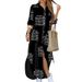 Aria Basics Aria Basics 2025 Cross-Border Women's European And American New Spring Summer Fashion Sexy Printed Shirt Long Dress Women_ecoleips.com
