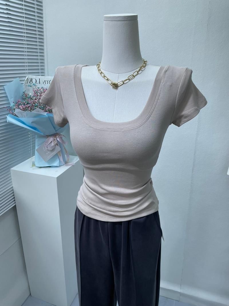 Women's Slimming Short Sleeve T-Shirt round Neck Pure Cotton Summer Style Super Flattering Busty Top the Color Is Absolutely Gorgeous Thin_ecoleips.com