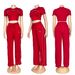 Fashionable Short-Sleeved Top With Unique Design, High-Waisted Wide-Leg Brand Logo Pants, Casual Sporty Slimming Suit_ecoleips.com