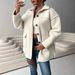 Women's Clothing Thick Faux Fur Jacket With Concealed Buttons & Pockets, Casual Elegant Long Sleeve Coat For Autumn Winter Warmth_ecoleips.com