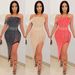 X5046 Evening With Rhinestones, Mesh Tube Top, Irregular Women's Dress_ecoleips.com